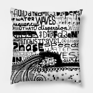 Fluid Dynamics Doodle Black Pillow