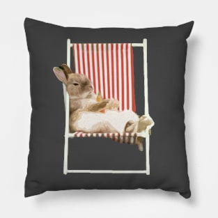 Cute Sleepy Bun Chilling with Carrot Adorable Kawaii Rabbit At the Carnival Pillow