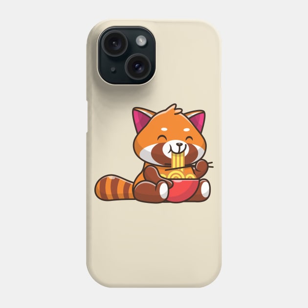 Cute Red Panda Eating Noodle Cartoon Phone Case by Catalyst Labs