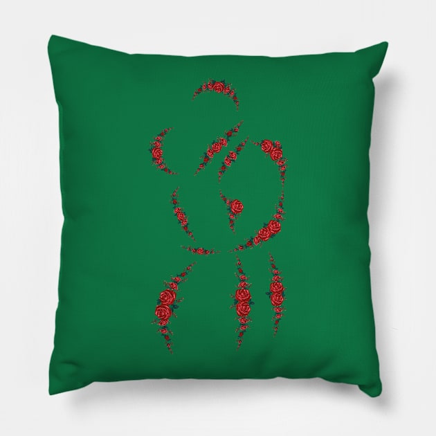 Red roses hugging Pillow by RADIOACTIVE CHERRY CLOUD