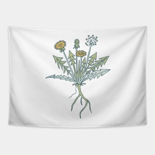 hand drawn spring dandelion pattern on blush pink Tapestry