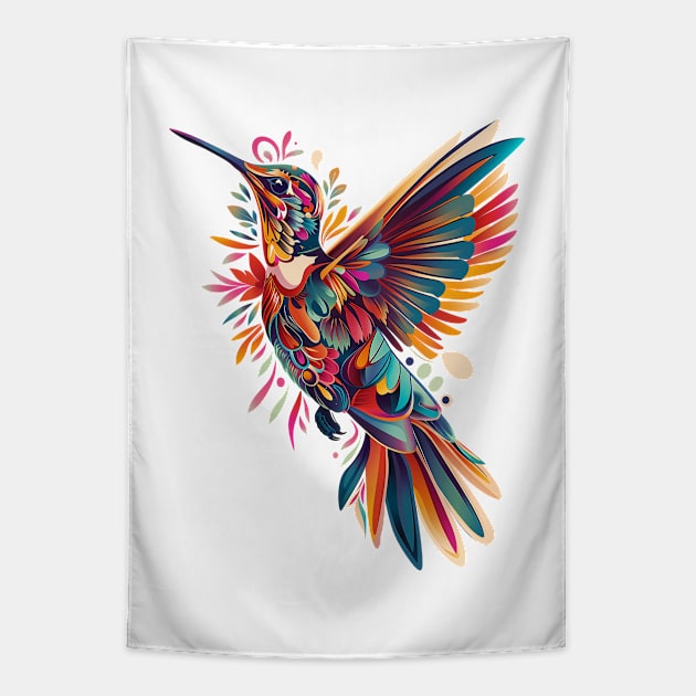 Rainbow Wings: Vibrant Hummingbird Tapestry by Costa Rica Designs