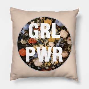 1980s Black floral feminism typography Girl Power Pillow