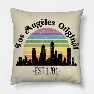 Los Angeles Original Retro Rainbow California Pillow