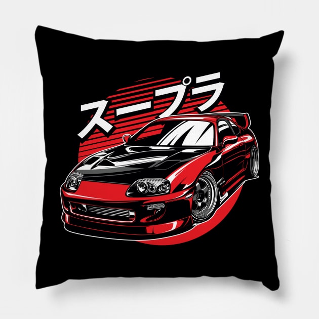 Supra 2JZ Turbo JDM Tuning Car 90s "Legends never die" Pillow by Automotive Apparel & Accessoires