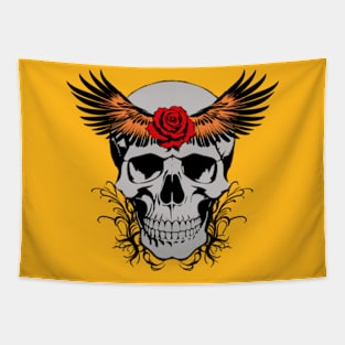 skull wings rose Tapestry