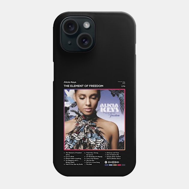 Alicia Keys - The Element Of Freedom Tracklist Album Phone Case by 80sRetro