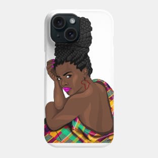 Melanin Queen Afro African Pride Kente Pattern Phone Case