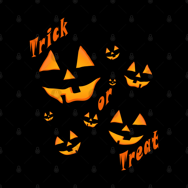 Halloween Trick or Treat Jack-O-Lanterns or Jack-O’Lanterns smiling by SPJE Illustration Photography