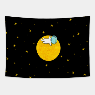 Cat and a moon, minimalist Tapestry