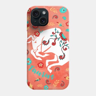 Boho Zodiac Sign- Taurus Astrology Watercolor Illustration Phone Case