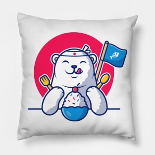 Cute polar bear eating ice cream Pillow