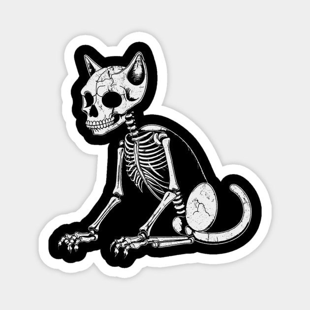 Vintage skeleton cat Magnet by RusticVintager