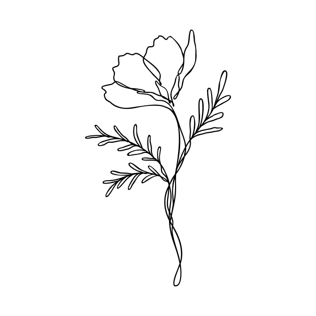 Wildflower Line Art | Floral Botanical Minimalist Lineart by RachelFCreative