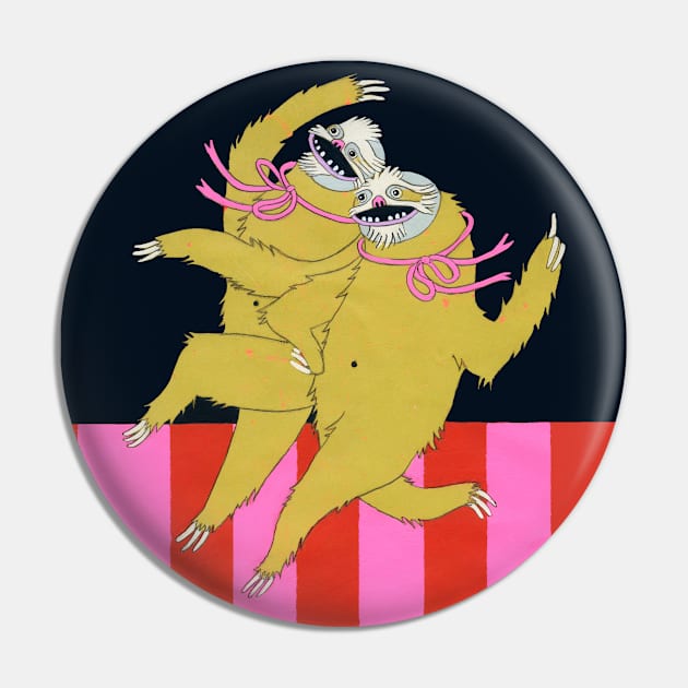 Happy Dancing Sloths Pin by jenniferdavisart