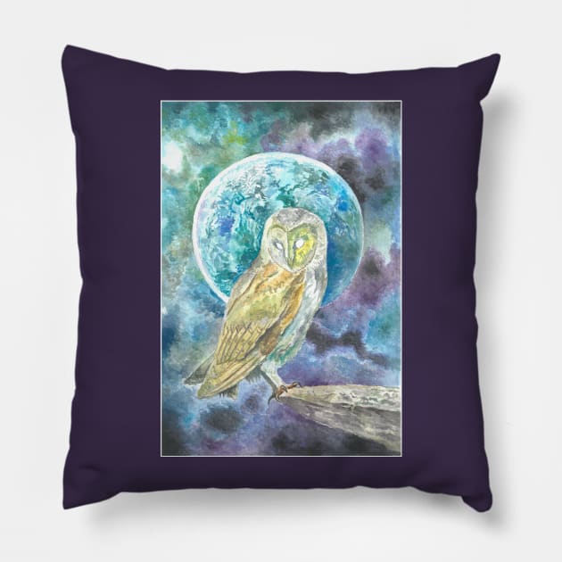 Owl and Moon Pillow by Laz