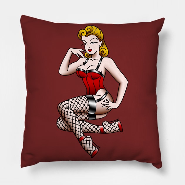 American Traditional Victory Rolls pin-up Pillow by OldSalt