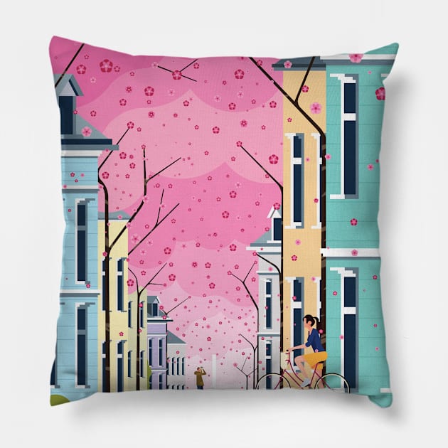 Altstadt Bonn, ft Cherry Blossom Pillow by jamesboast