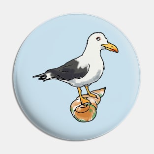 seagull on a seashell Pin