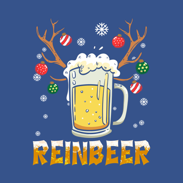 Disover Christmas Funny Drinking Beer Reindeer Rein-Beer Gifts - Beer Christmas - T-Shirt