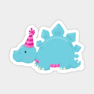 Birthday Dinosaur, Party Dinosaur, Blue Dinosaur Magnet