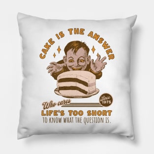 Cake Eating Boy Funny Sarcastic Vintage Classic Life's Too Short 70s 80s 90s Pillow