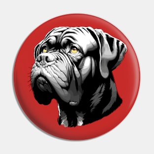 Stunning and Cool Dogue de Bordeaux Monochrome and Gold Portrait for Father's Day Pin