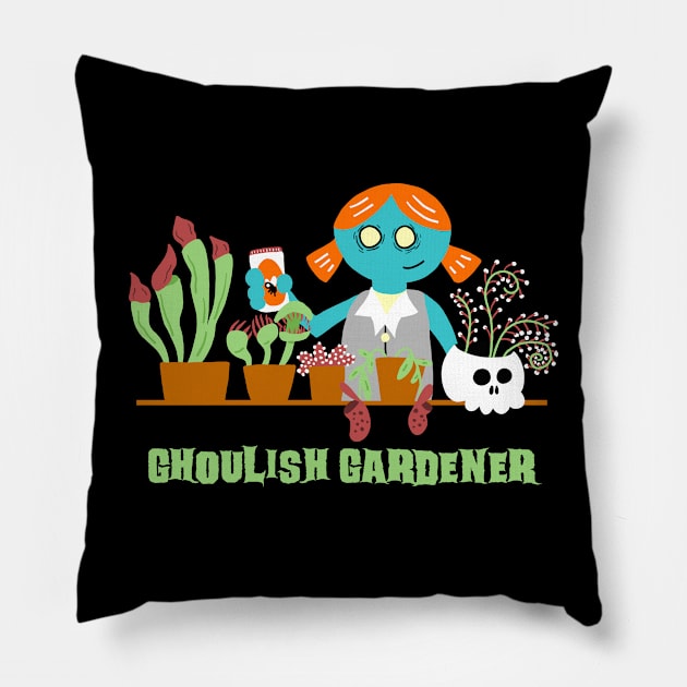 Ghoulish Gardener Zombie Girl Pillow by SNK Kreatures