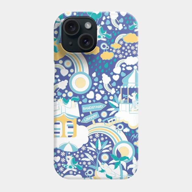 The secret map of Unicorns Village II // indigo blue background Phone Case by SelmaCardoso