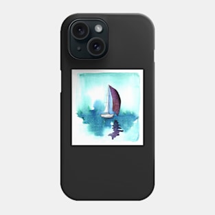 Purple sail on a smooth sea Phone Case