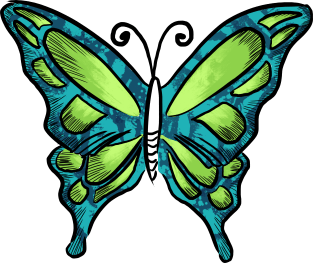 Blue Green Butterfly Magnet