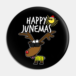 Happy Junemas Christmas June 2021 Summer Rudolf Funny Pin