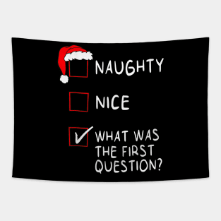 Naughty Nice What Was The First Question Christmas Tapestry