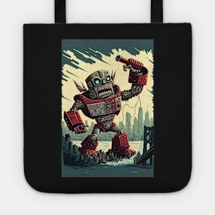 giant robot cyborg attacking the city - Japanese style Tote