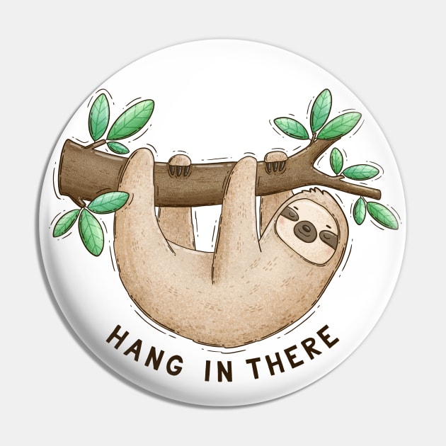 Hang in there. Funny cartoon sloth on a tree Pin by Tania Tania