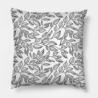 Minimalist Leaf Line Art Illustration as a Seamless Surface Pattern Design Pillow