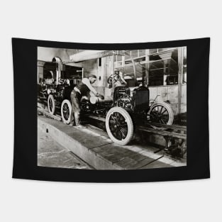 Auto Assembly Line, 1923. Vintage Photo Tapestry