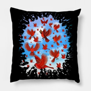 Cute Red cardinals flaying Pillow