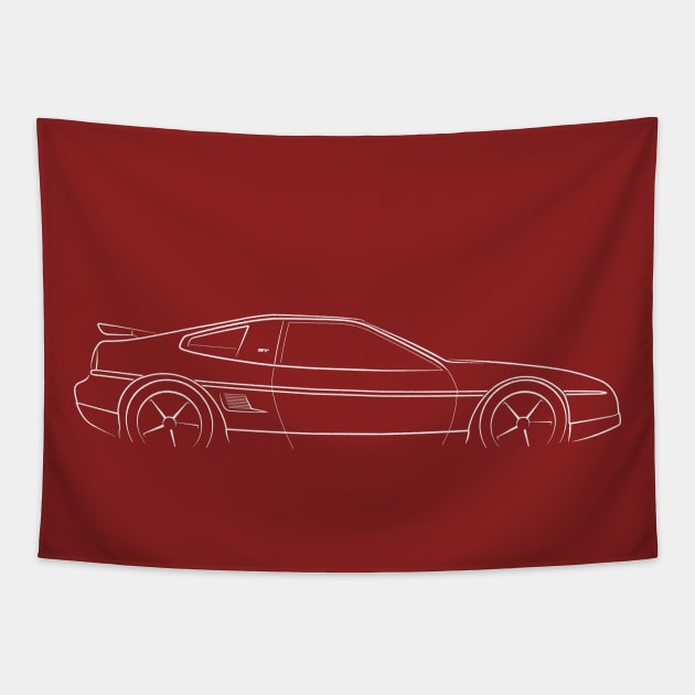 Pontiac Fiero GT - profile stencil, white Tapestry by mal_photography