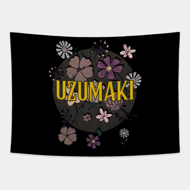 Aesthetic Proud Name Uzumaki Flowers Anime Retro Styles Tapestry by Kisos Thass