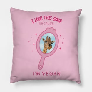 I look this good because I’m vegan – giraffe in a mirror Pillow