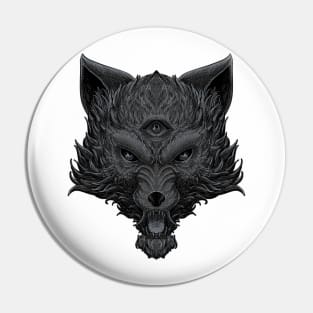 Head of wolf with three eyes Pin