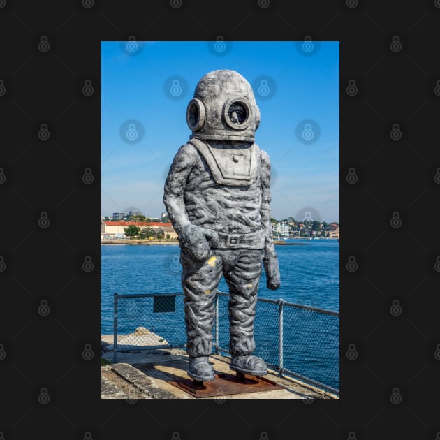 Old Deep Sea Diving Suit Statue, Cockatoo Island, Sydney, NSW, Australia by Upbeat Traveler