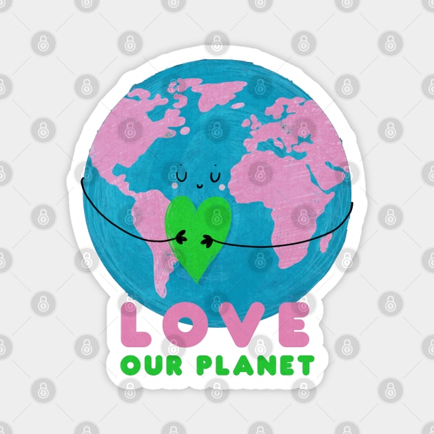 LOVE OUR PLANET Magnet by NICHOLACOWDERYILLUSTRATIONS 