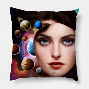 Space on My Mind Surreal Science Fiction Collage Pillow