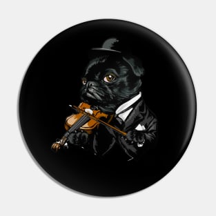 Classic black of dog play with guitar T-shirt Pin