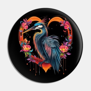 Heron Valentine Day Pin