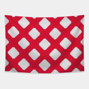White and Red Diamond Pattern Tapestry