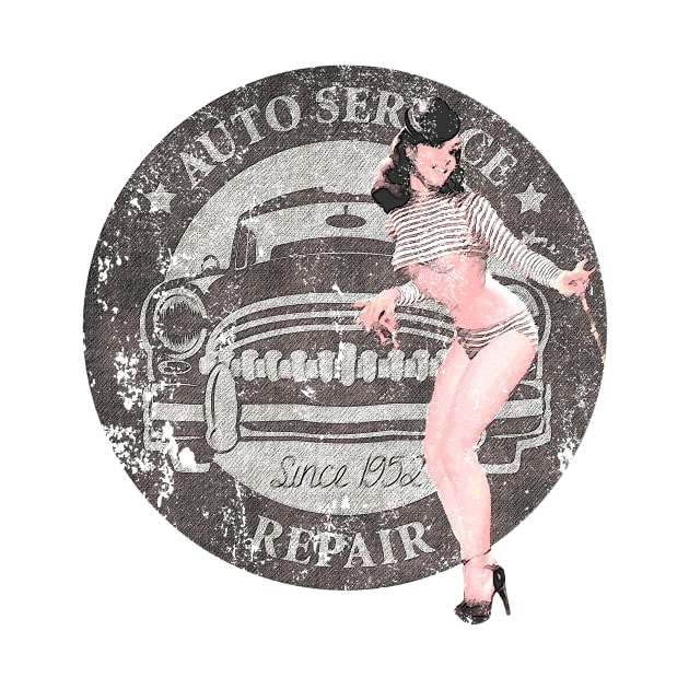 Vintage Auto Repair Shop Pinup by ClothedCircuit