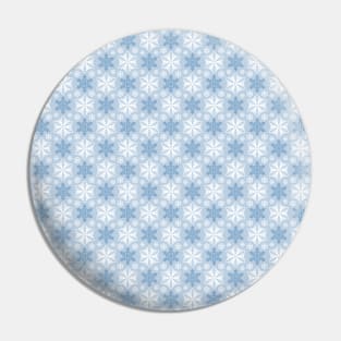 Bright Light Blue, Dark Blue, Winter White Snowflakes Pattern Pin